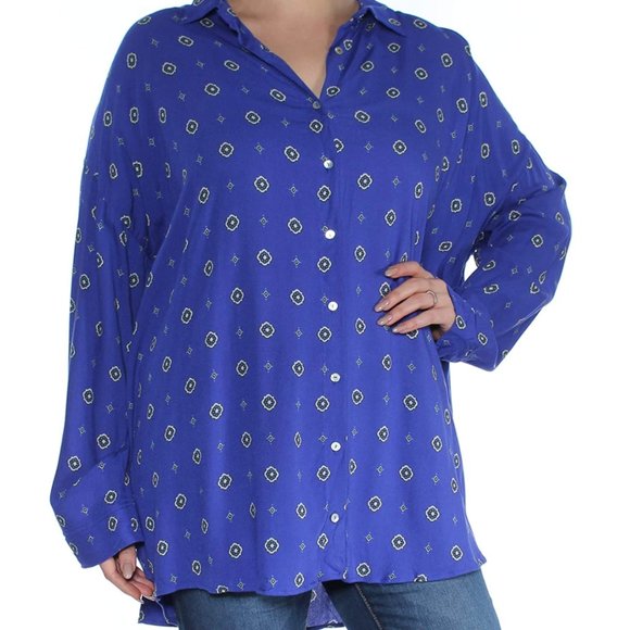 Free People Tops - Free People Button Down Blouse Blue Size Small